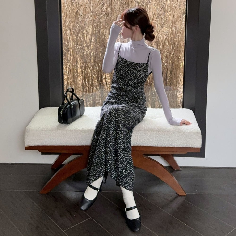 単色小花柄キャミワンピース|オフィスカジュアル レディース 通販【ミレジェネ】