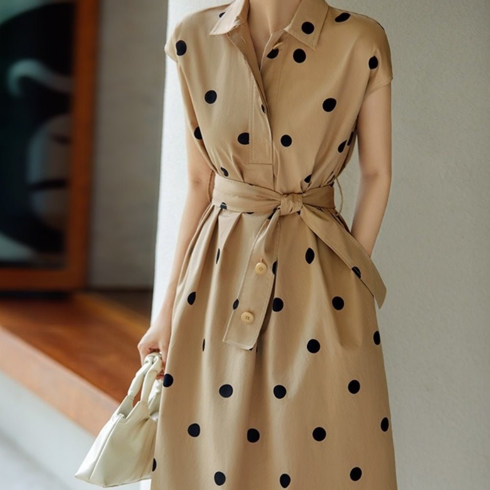 フレンチスリーブドットプリントワンピース|オフィスカジュアル レディース 通販 Millennial Generation【ミレジェネ】