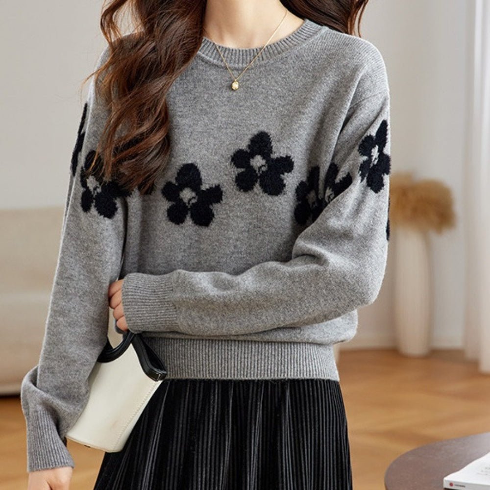 花柄配色ニット|オフィスカジュアル レディース 通販【ミレジェネ】
