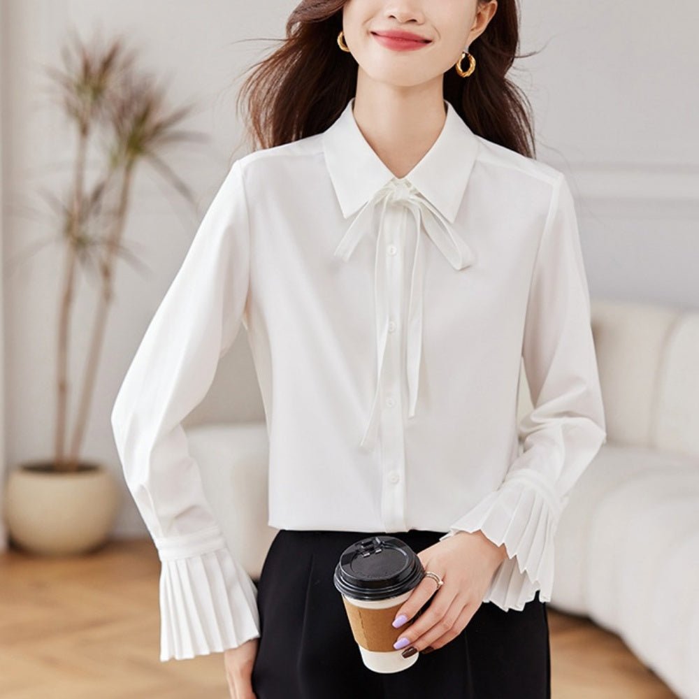 袖フレアリボンブラウス|オフィスカジュアル レディース 通販【ミレジェネ】