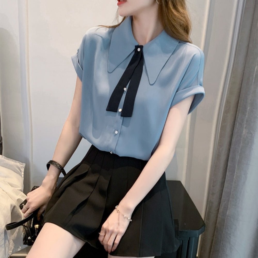 ビッグカラーボウタイブラウス|オフィスカジュアル レディース 通販【ミレジェネ】