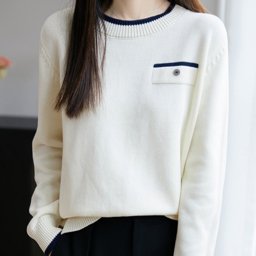 アクセント胸元デザインニット|オフィスカジュアル レディース 通販【ミレジェネ】