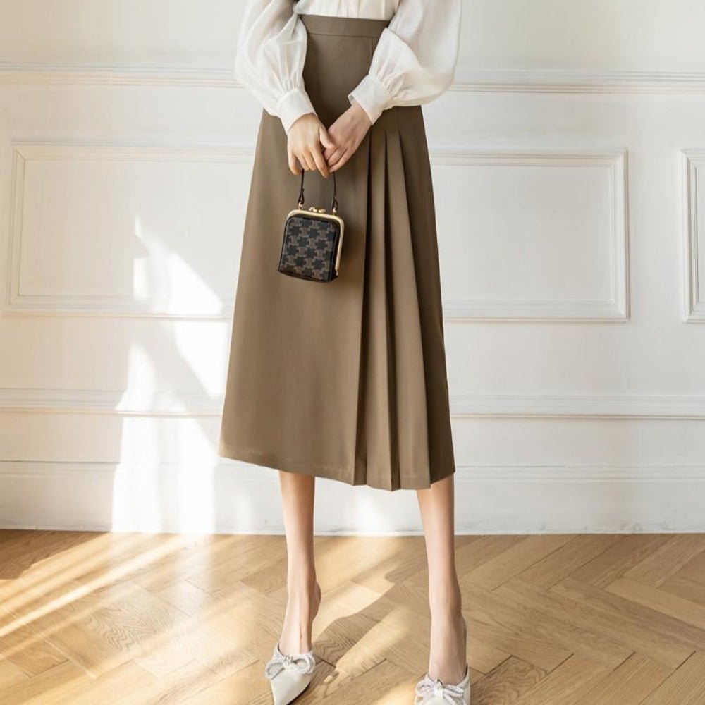 プリーツラインロングスカート|オフィスカジュアル レディース 通販【ミレジェネ】