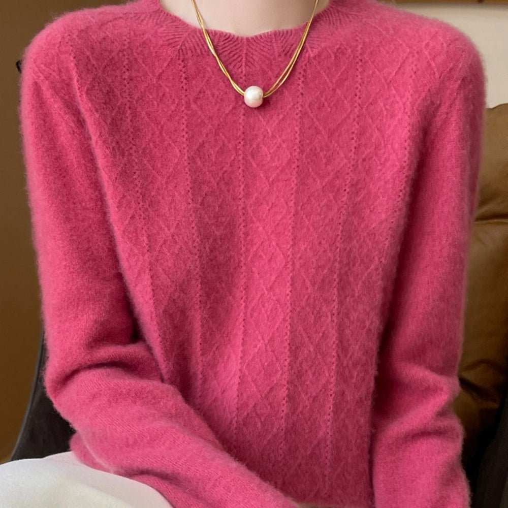 ラウンドネックダイヤ模様ニット|オフィスカジュアル レディース 通販【ミレジェネ】