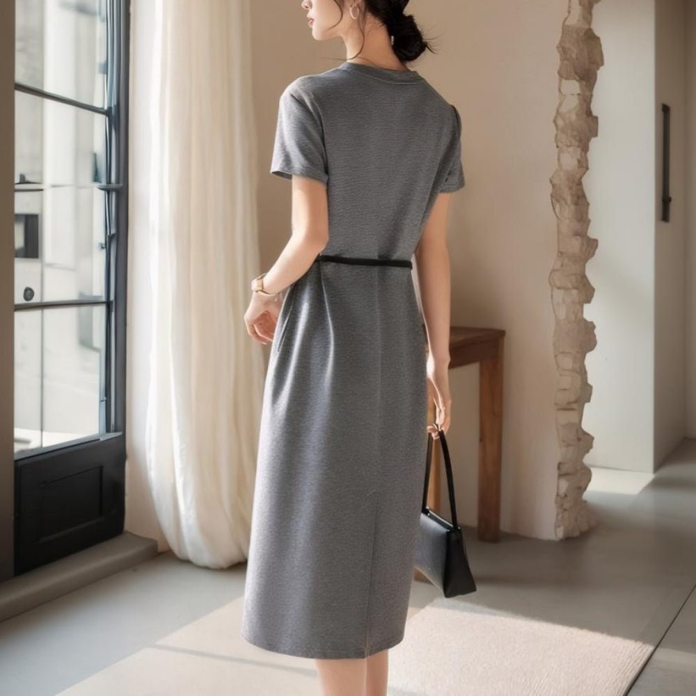 ウエストベルト付ワンピース|オフィスカジュアル レディース 通販【ミレジェネ】