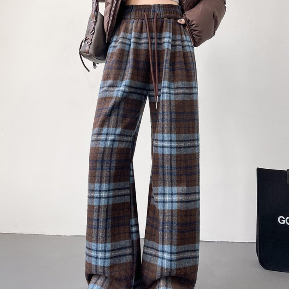 裏ボアチェックストレートパンツ|オフィスカジュアル レディース 通販【ミレジェネ】