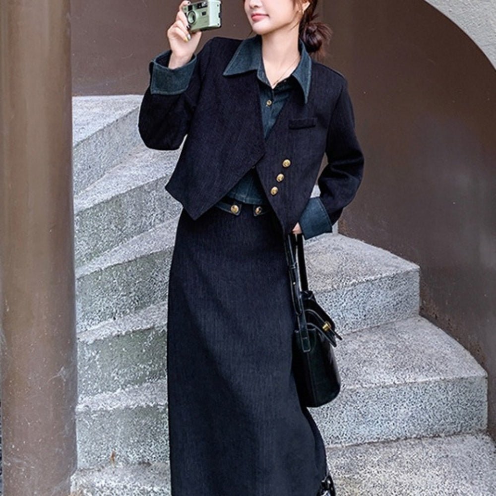 フェイクジャケット・ロングスカートセットアップ|オフィスカジュアル レディース 通販【ミレジェネ】