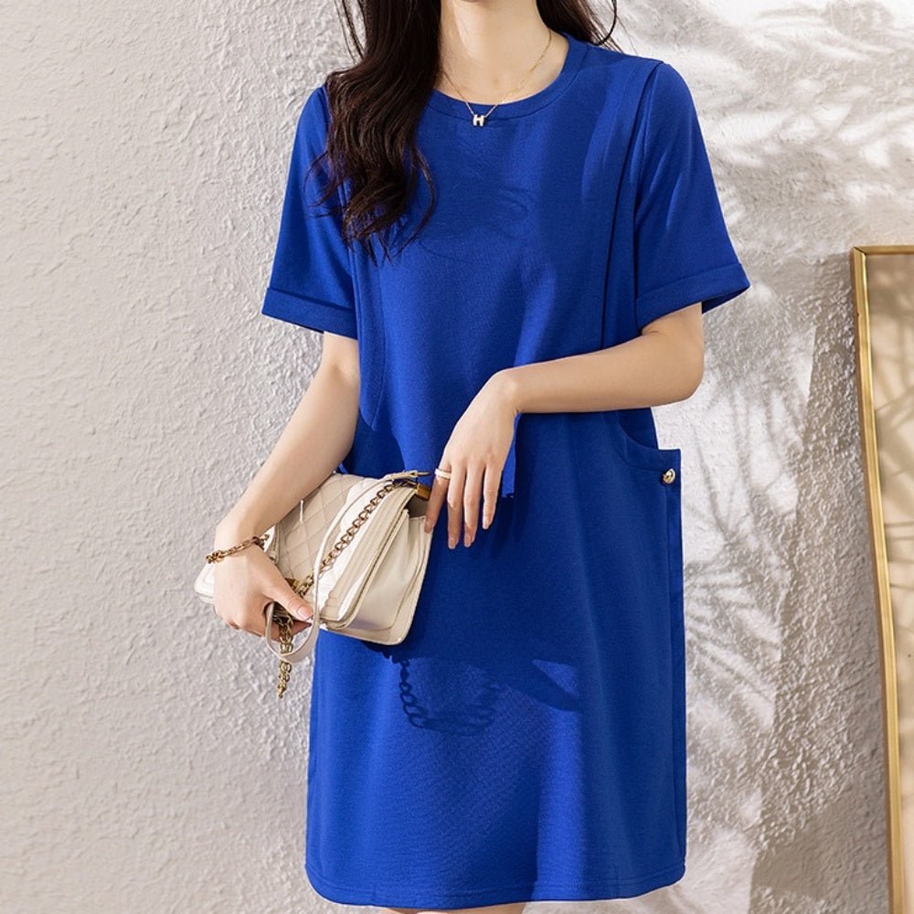 ラウンドカラー半袖ワンピース|オフィスカジュアル レディース 通販【ミレジェネ】