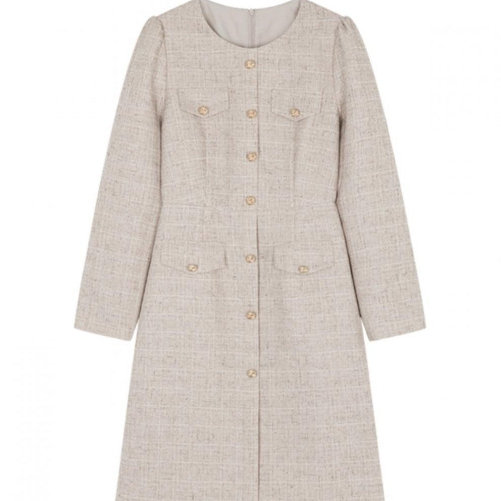 ノーカラーツイードワンピース|オフィスカジュアル レディース 通販 Millennial Generation【ミレジェネ】