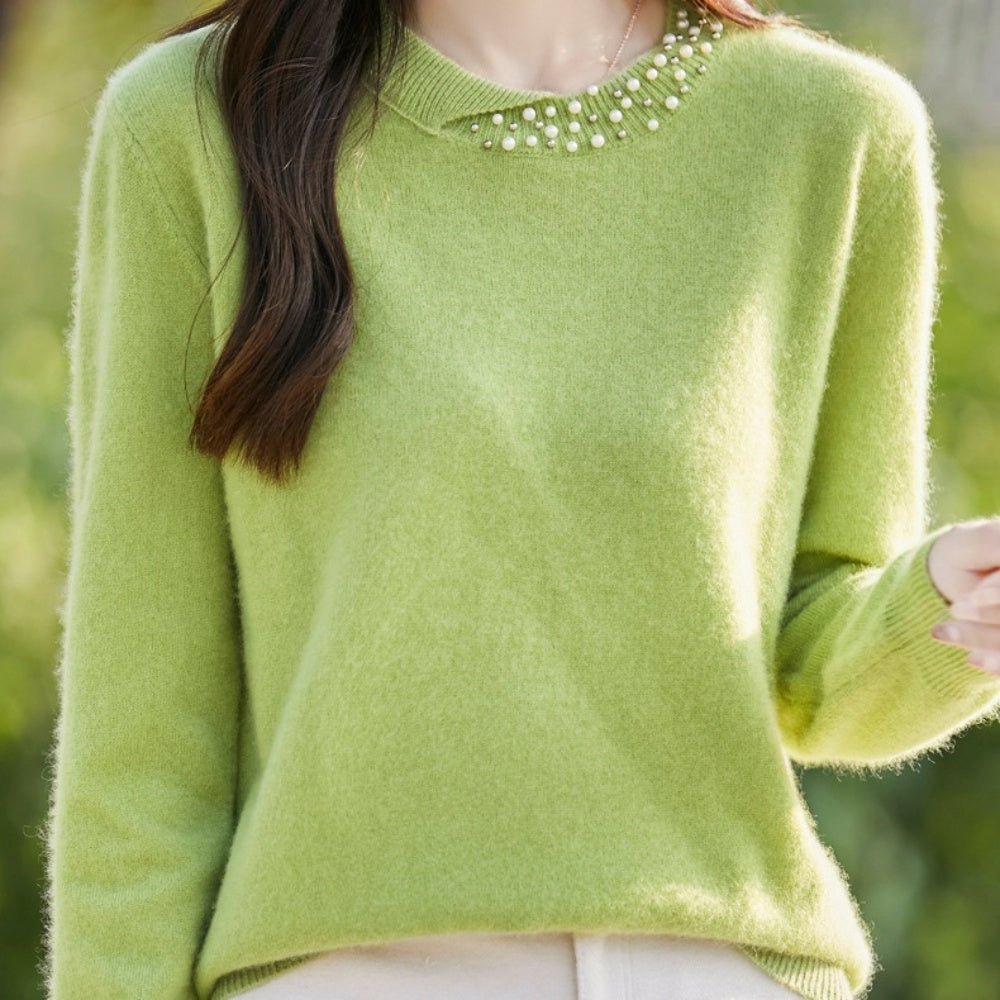 パールビジュー付ニットセーター|オフィスカジュアル レディース 通販【ミレジェネ】