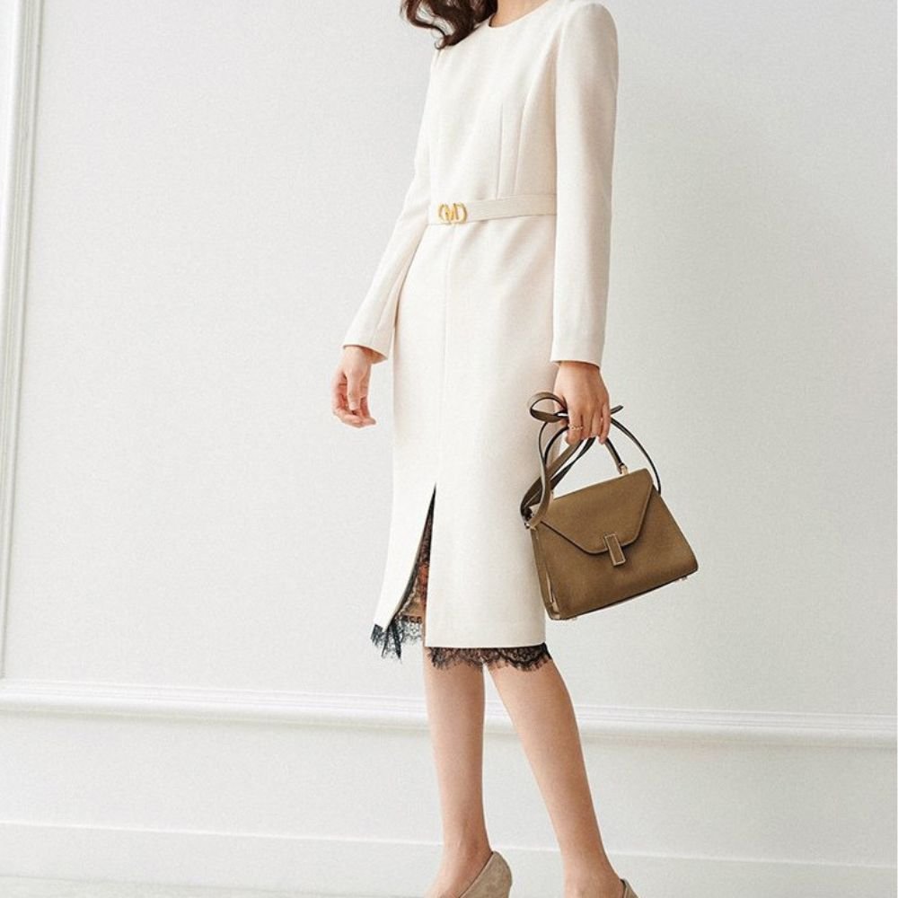 裾レーススリットタイトワンピース|オフィスカジュアル レディース 通販【ミレジェネ】