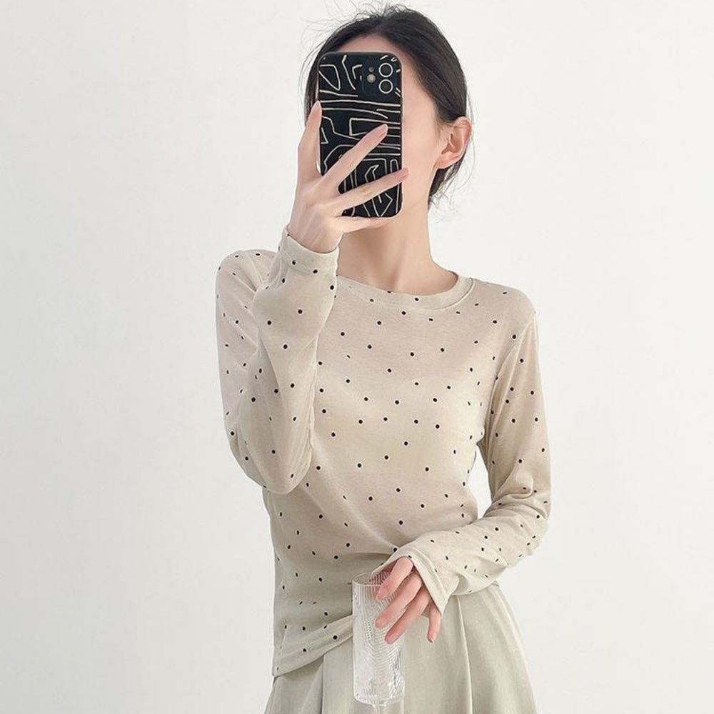 ミニドットベーシックロングTシャツ|オフィスカジュアル レディース 通販【ミレジェネ】