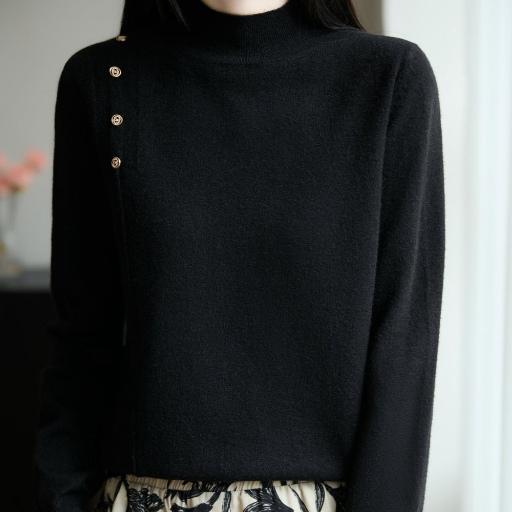 ハイネックボタンデザインニット|オフィスカジュアル レディース 通販【ミレジェネ】