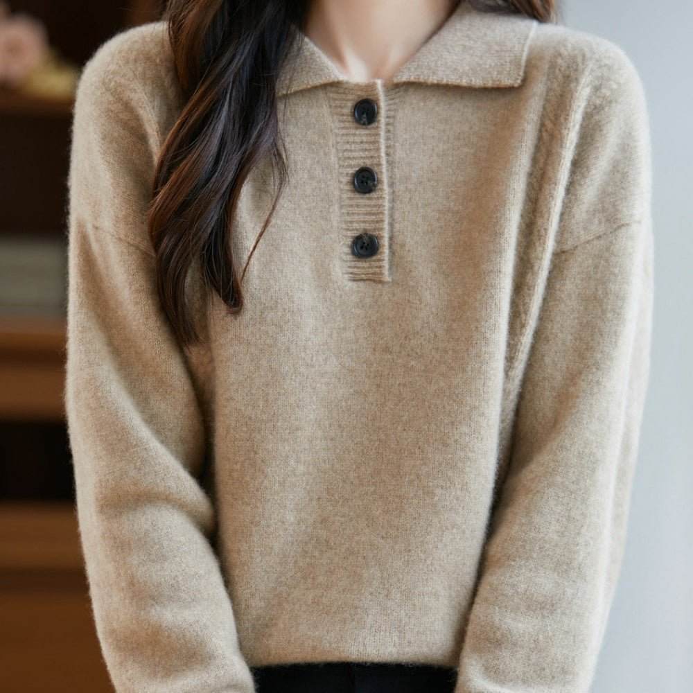 胸元ボタン襟付きニット|オフィスカジュアル レディース 通販【ミレジェネ】