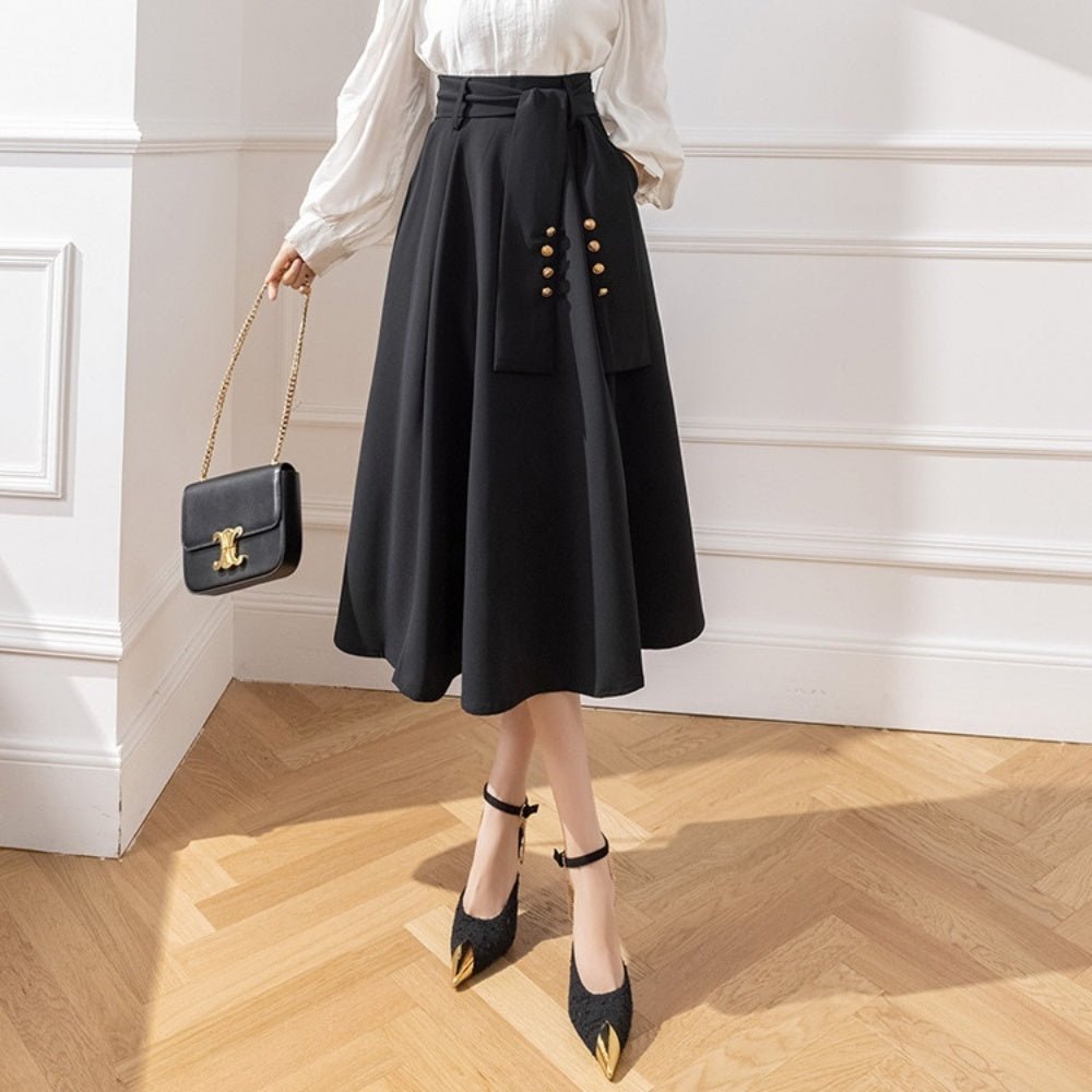 ウエストリボンフレアスカート|オフィスカジュアル レディース 通販【ミレジェネ】