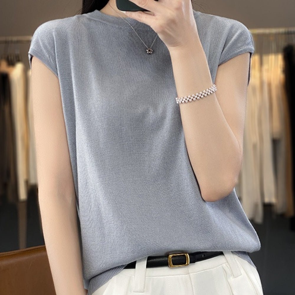 ラウンドネック半袖サマーニット|オフィスカジュアル レディース 通販 Millennial Generation【ミレジェネ】