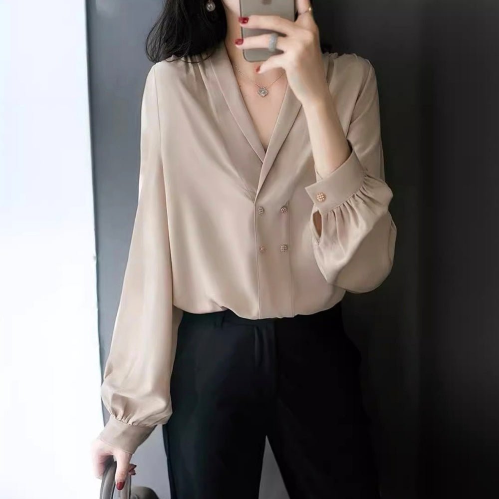 装飾付ショールカラーブラウス|オフィスカジュアル レディース 通販【ミレジェネ】