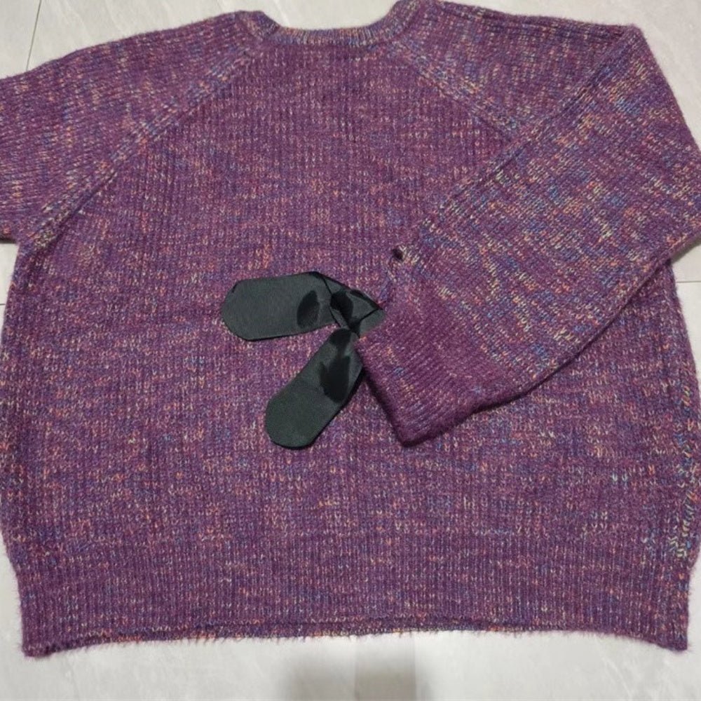 リボン付きゆったりニットトップス|オフィスカジュアル レディース 通販【ミレジェネ】