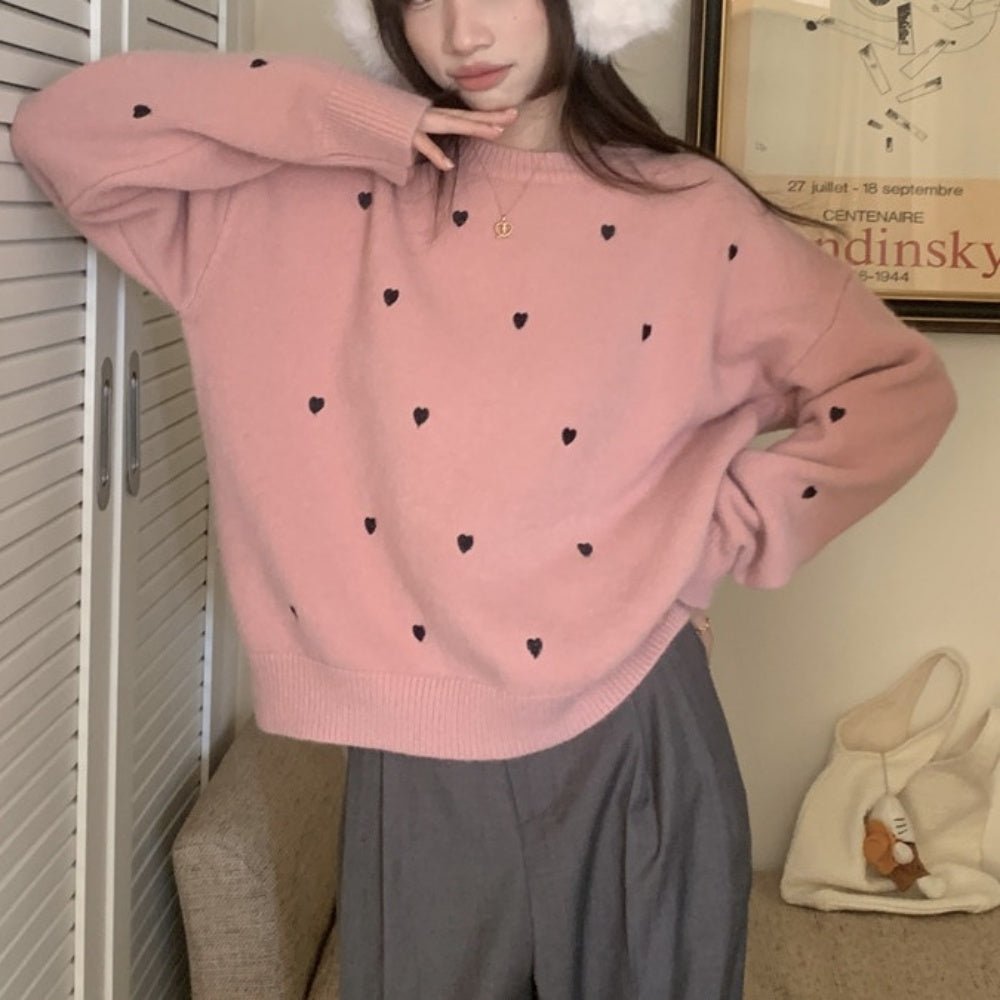 ハートドット刺繍ニットトップス|オフィスカジュアル レディース 通販【ミレジェネ】