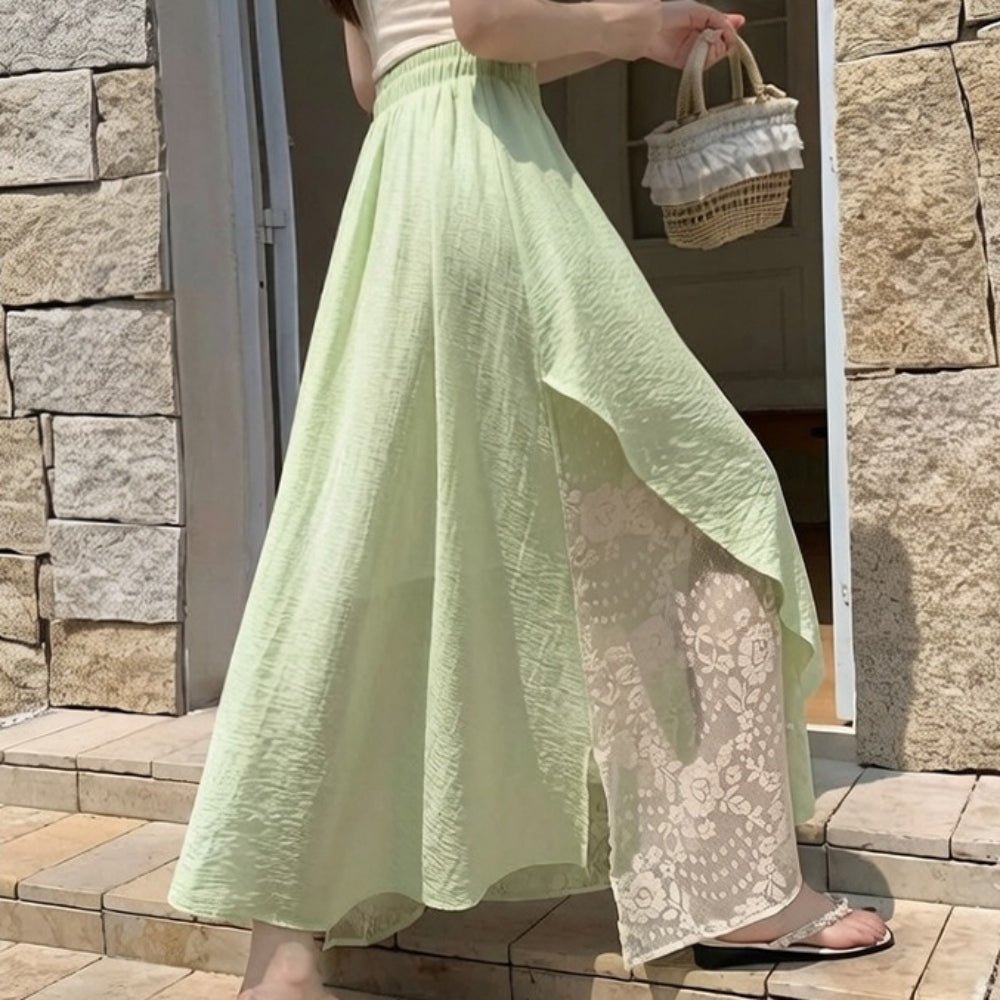 レースレイヤーイレヘムフレアスカート|オフィスカジュアル レディース 通販【ミレジェネ】