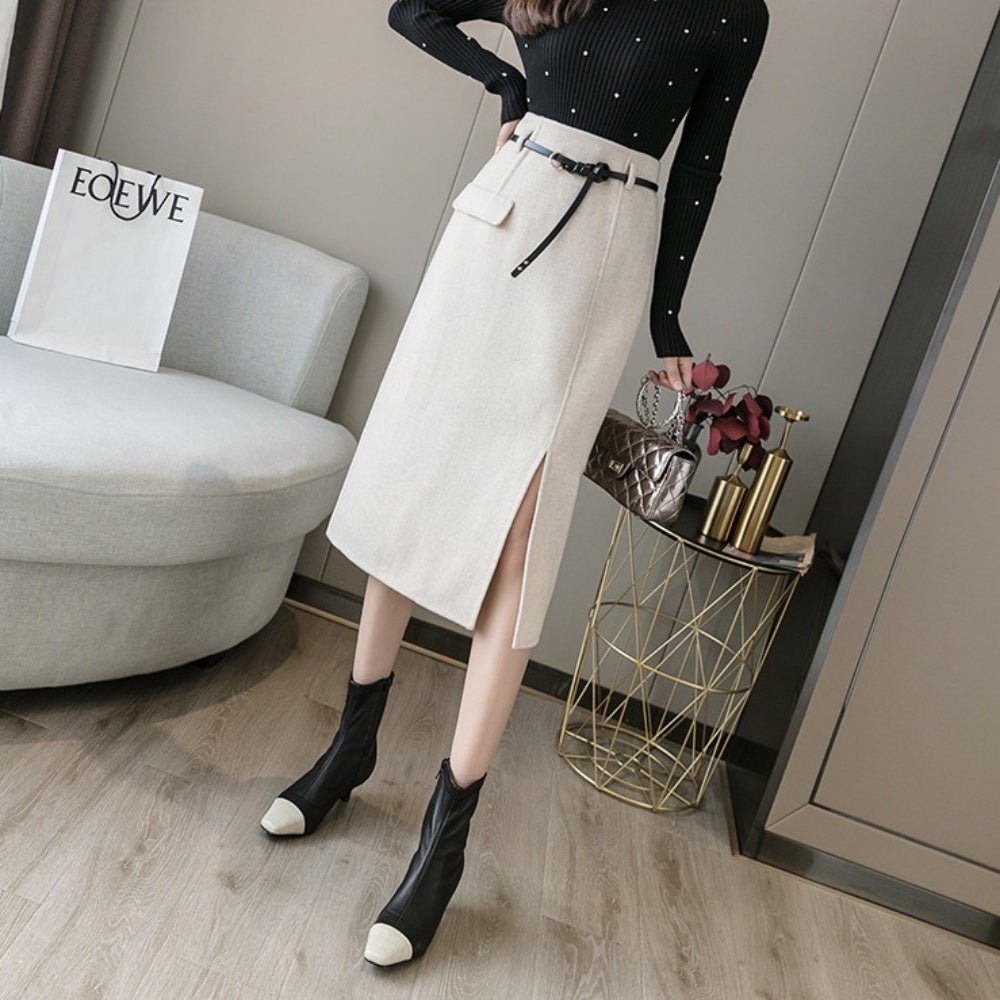 ハイウエストスリットひざ丈スカート|オフィスカジュアル レディース 通販【ミレジェネ】