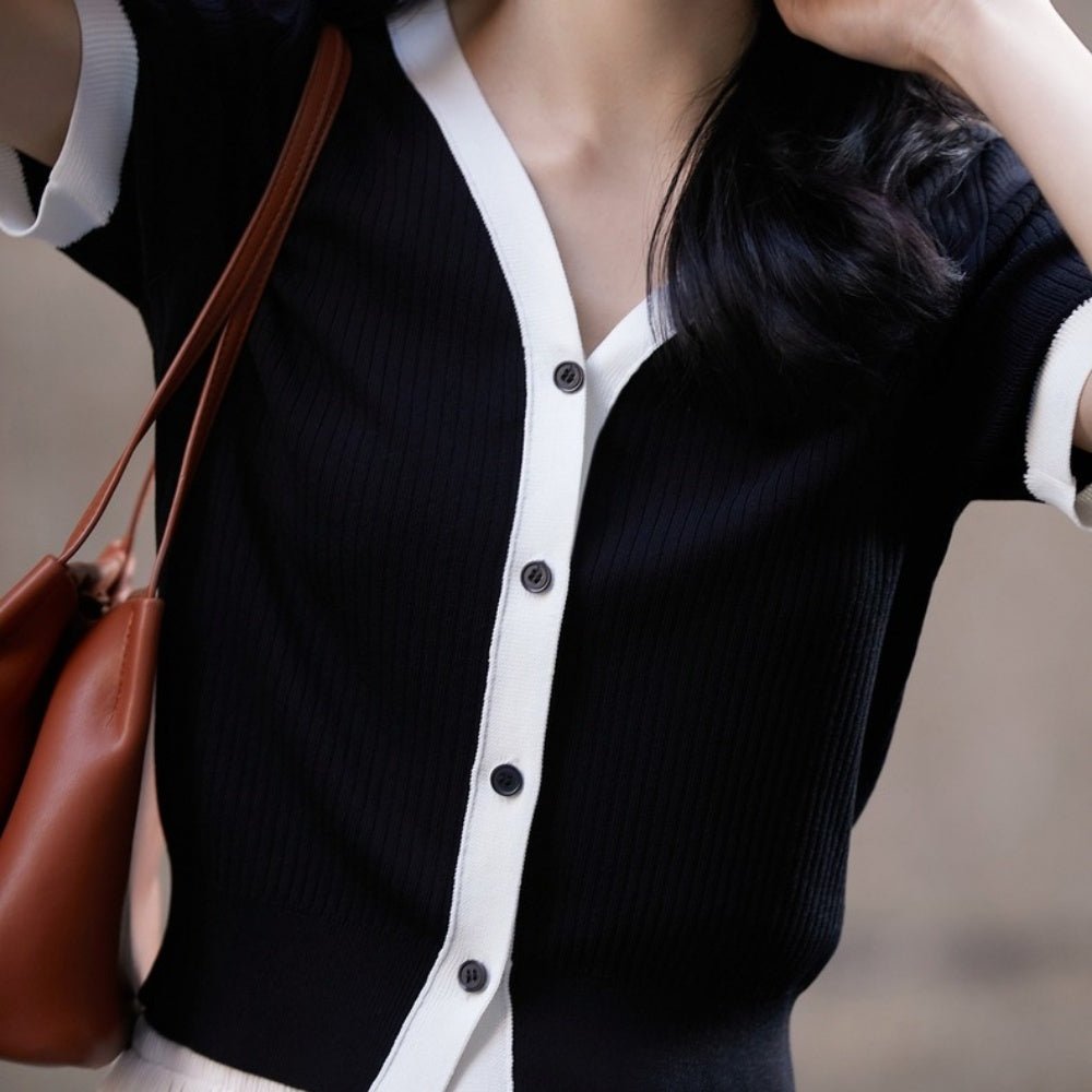 フロントボタン配色トップス|オフィスカジュアル レディース 通販【ミレジェネ】