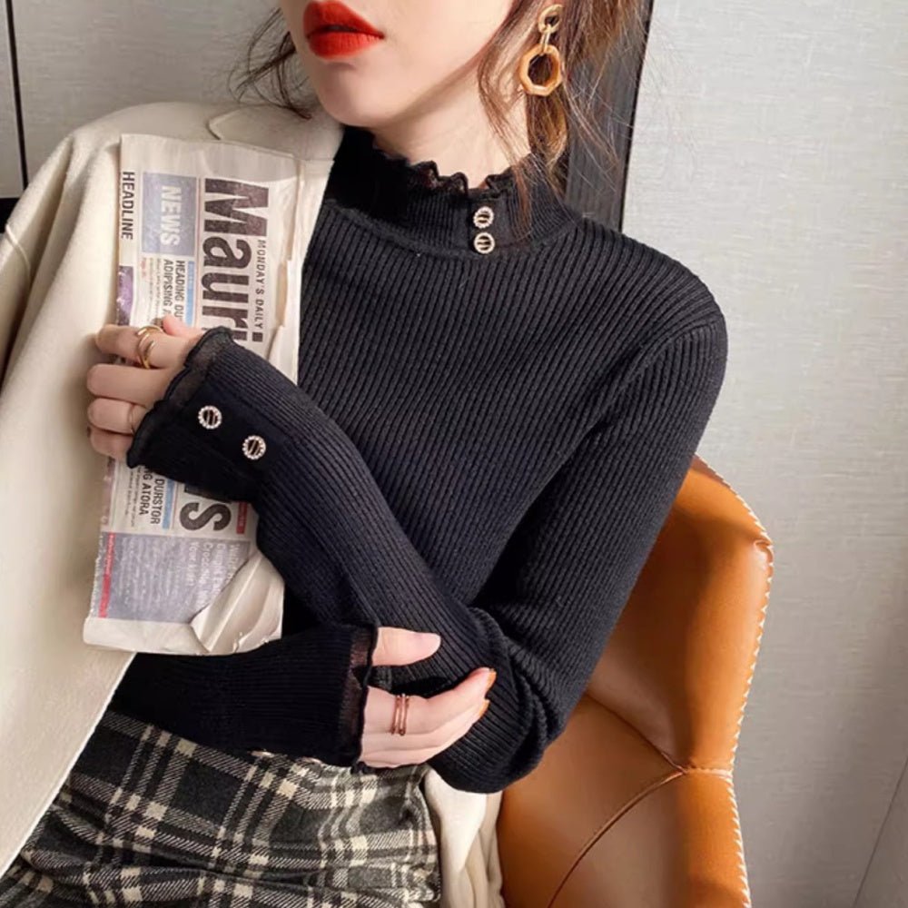 シアーフリルトリムリブニット|オフィスカジュアル レディース 通販【ミレジェネ】