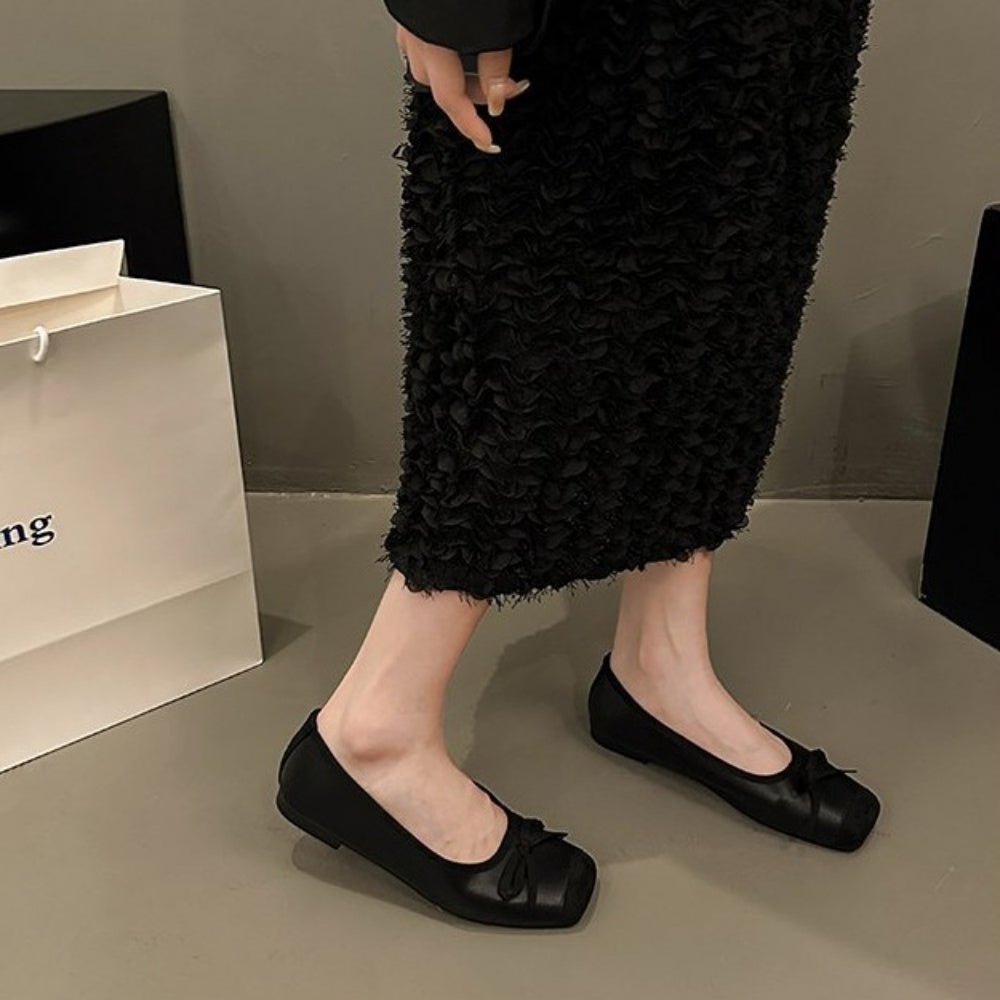 スクエアトゥーリボンパンプス|オフィスカジュアル レディース 通販【ミレジェネ】