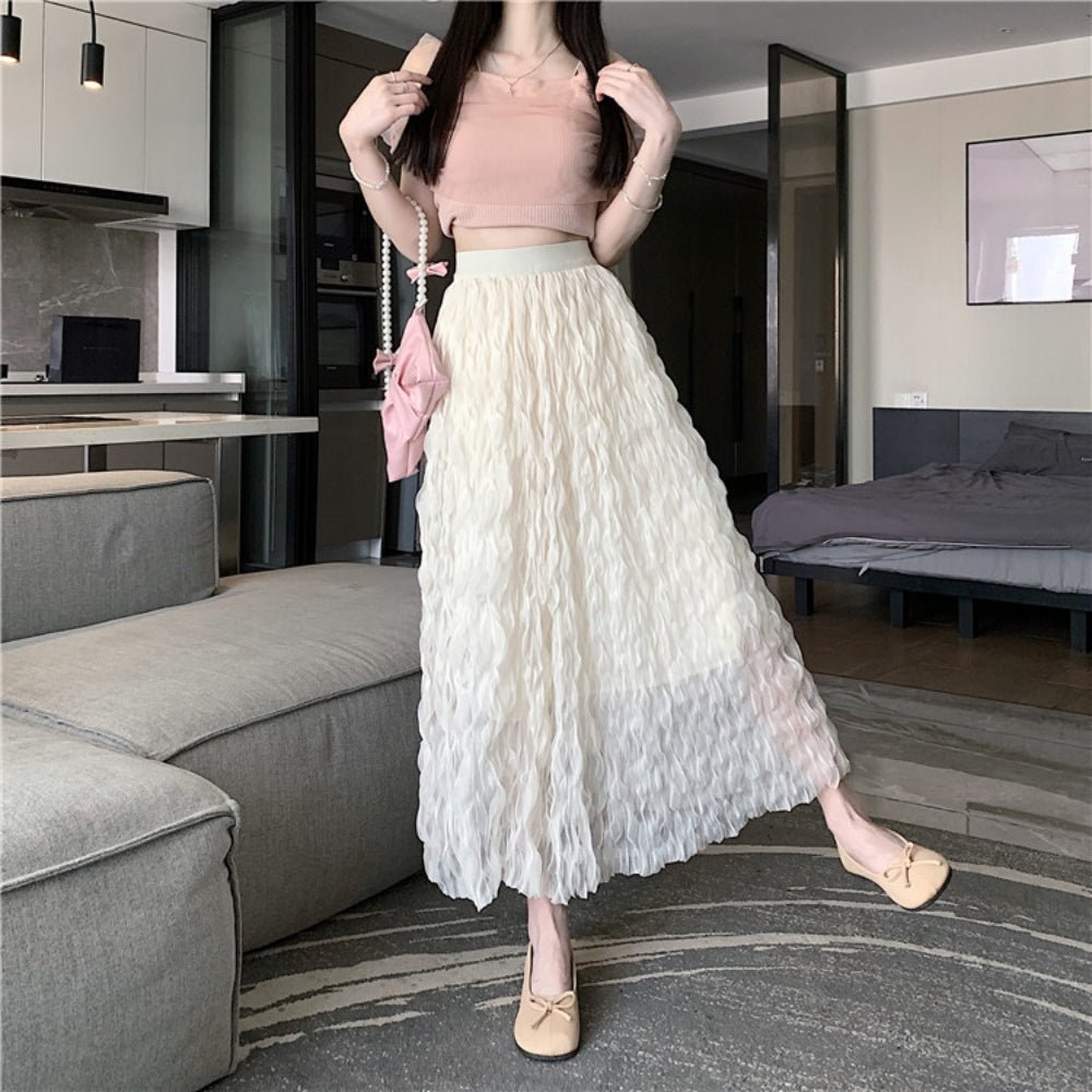 ウェーブプリーツシフォンマキシスカート|オフィスカジュアル レディース 通販【ミレジェネ】