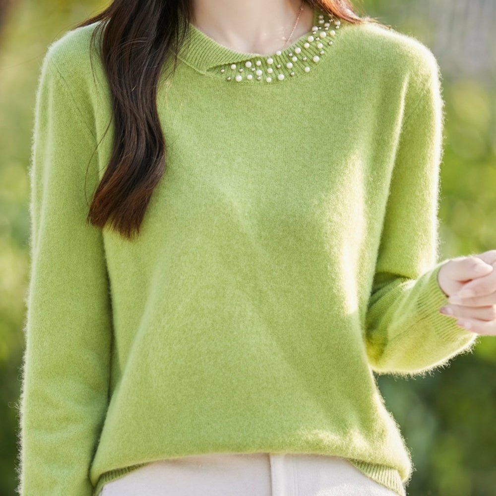 パールビジュー付ニットセーター|オフィスカジュアル レディース 通販【ミレジェネ】