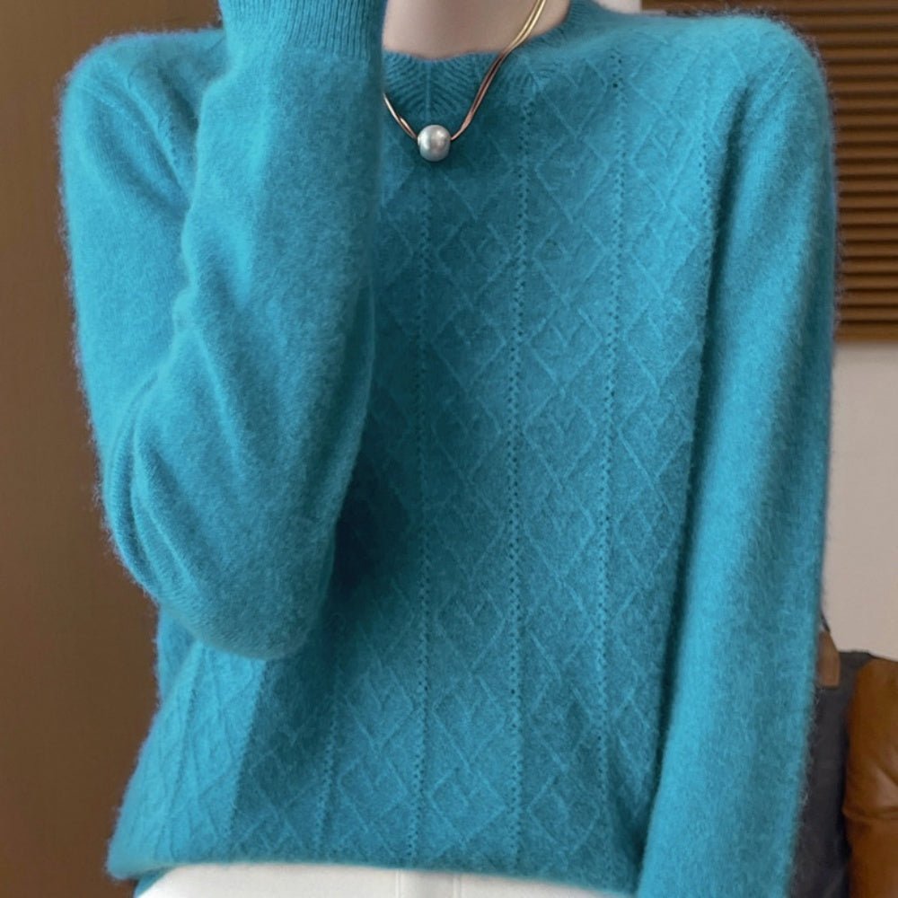 ラウンドネックダイヤ模様ニット|オフィスカジュアル レディース 通販【ミレジェネ】