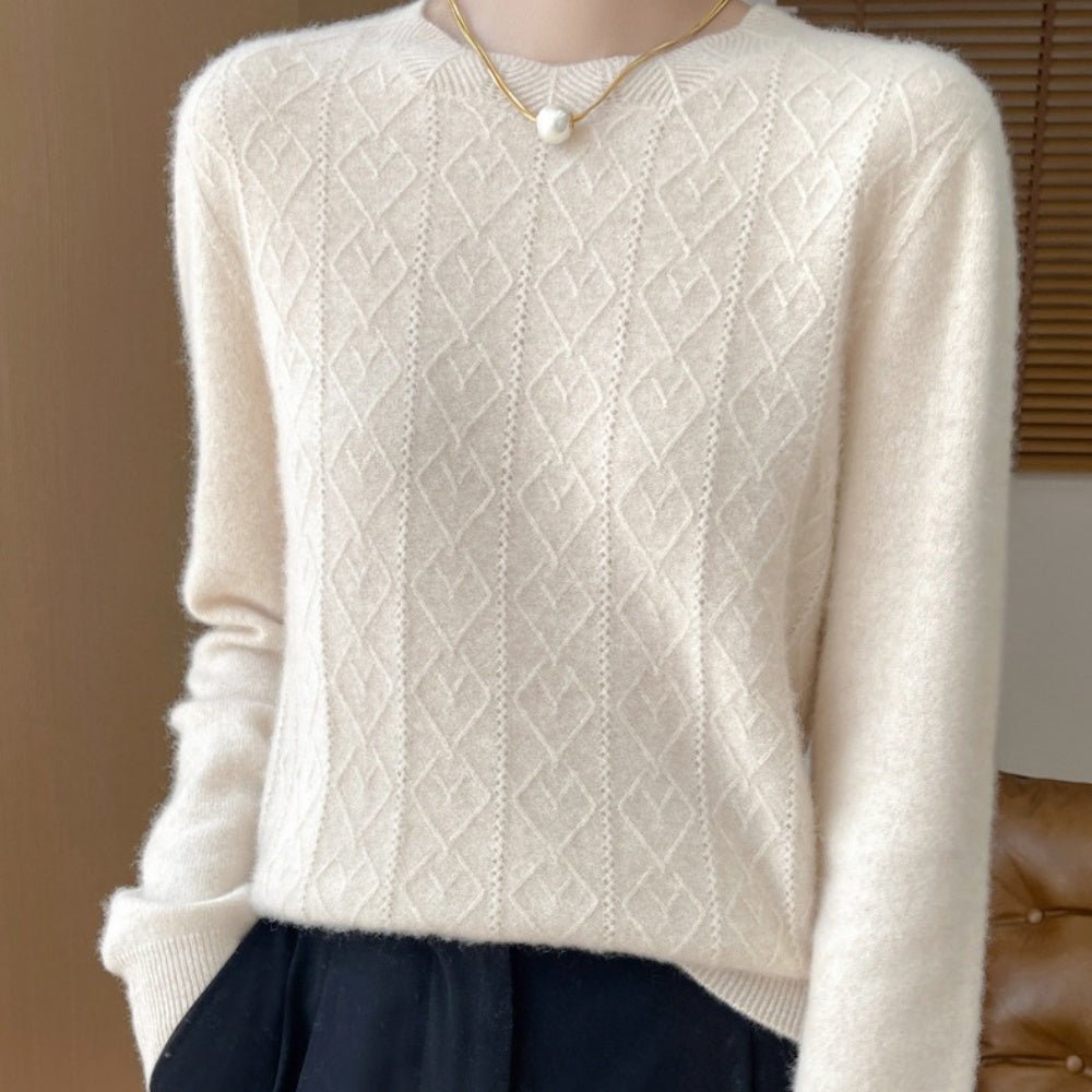 ラウンドネックダイヤ模様ニット|オフィスカジュアル レディース 通販【ミレジェネ】