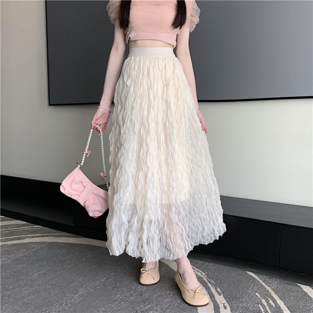 ウェーブプリーツシフォンマキシスカート|オフィスカジュアル レディース 通販【ミレジェネ】