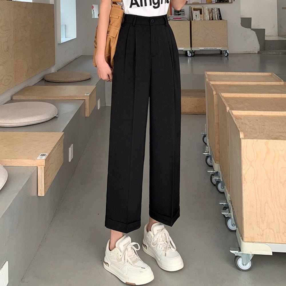 オフィスカジュアル 夏 裾折り返し線有りクロップドパンツ ミレジェネ