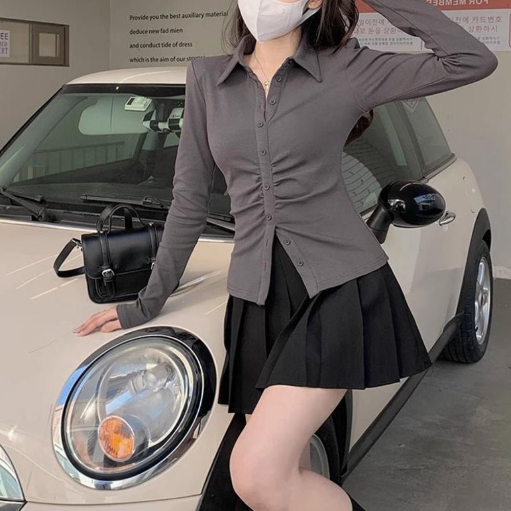 フロントギャザーシャツブラウス|オフィスカジュアル レディース 通販【ミレジェネ】