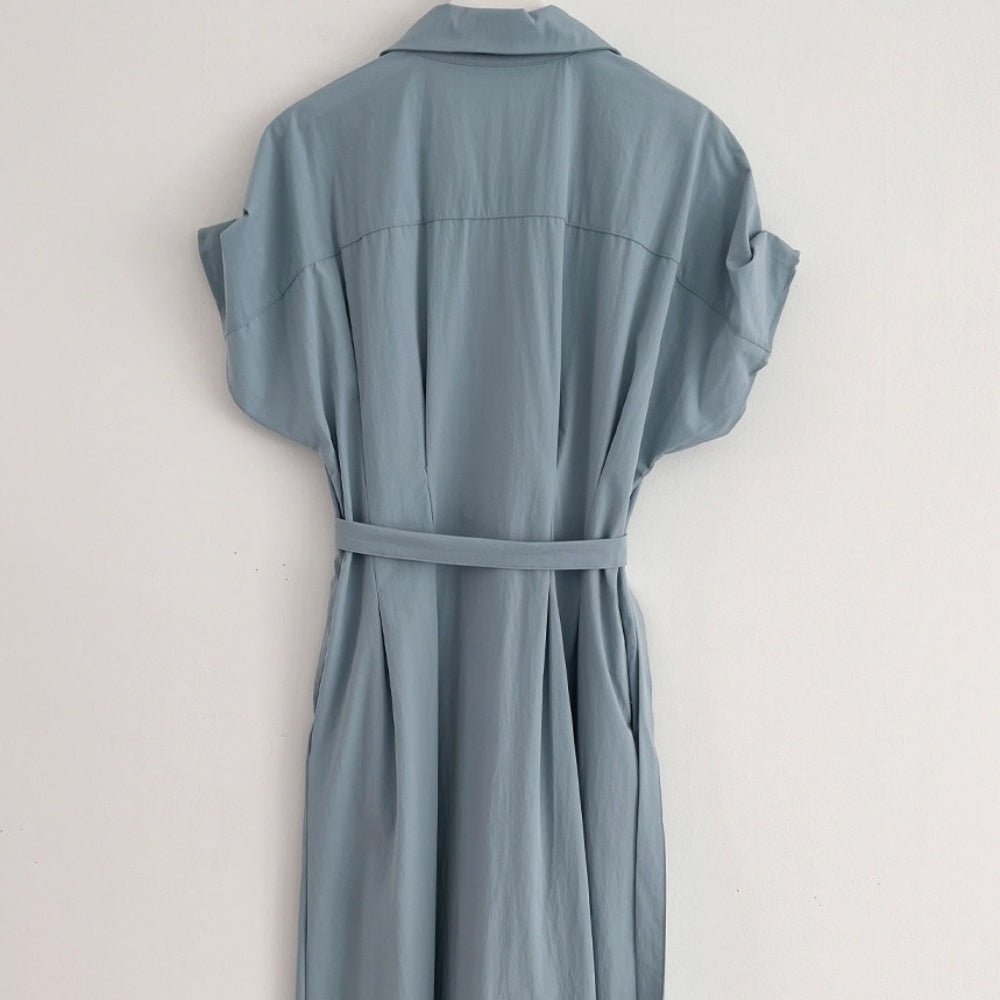 共布ベルト付き開襟半袖ワンピース|オフィスカジュアル レディース 通販 Millennial Generation【ミレジェネ】