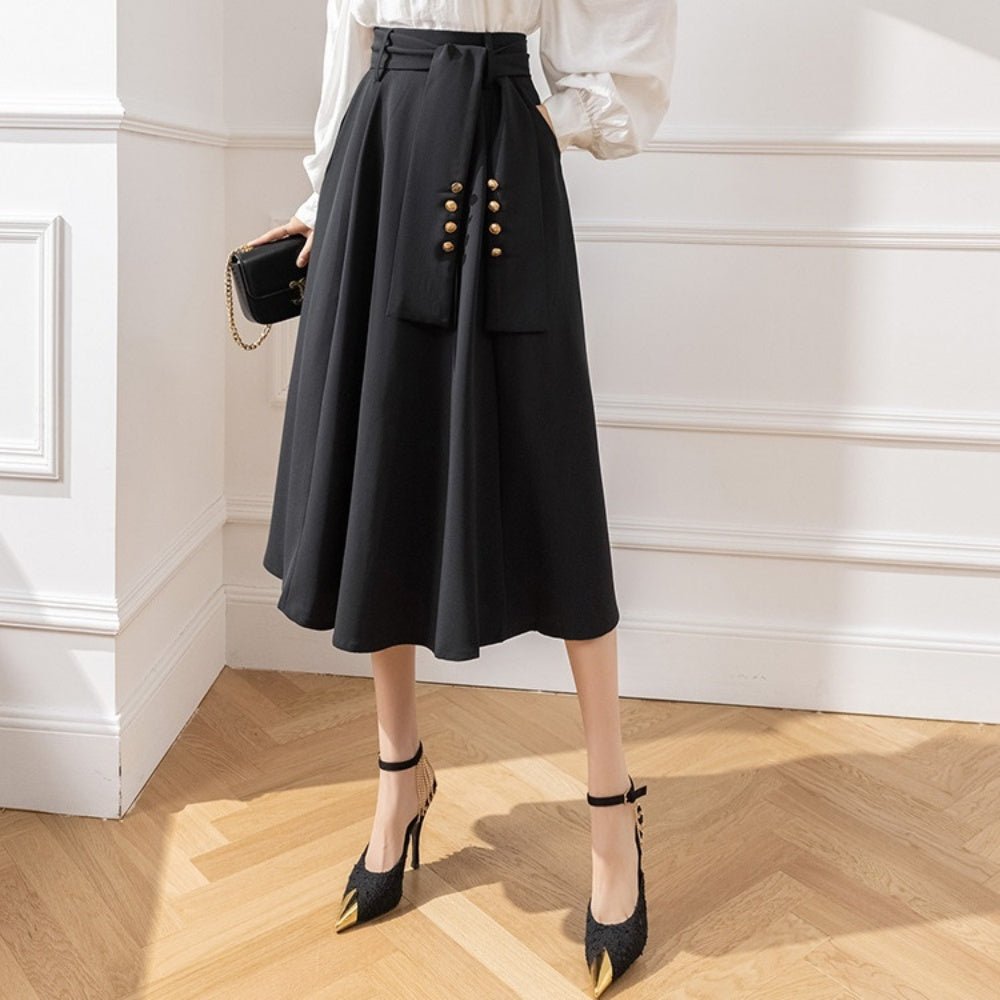 ウエストリボンフレアスカート|オフィスカジュアル レディース 通販【ミレジェネ】