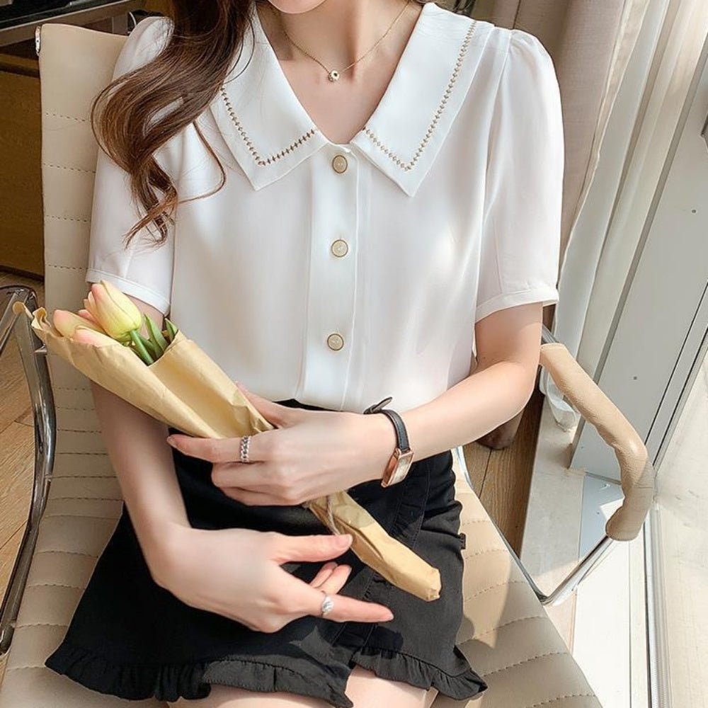 前ボタン襟付きブラウス|オフィスカジュアル レディース 通販 Millennial Generation【ミレジェネ】