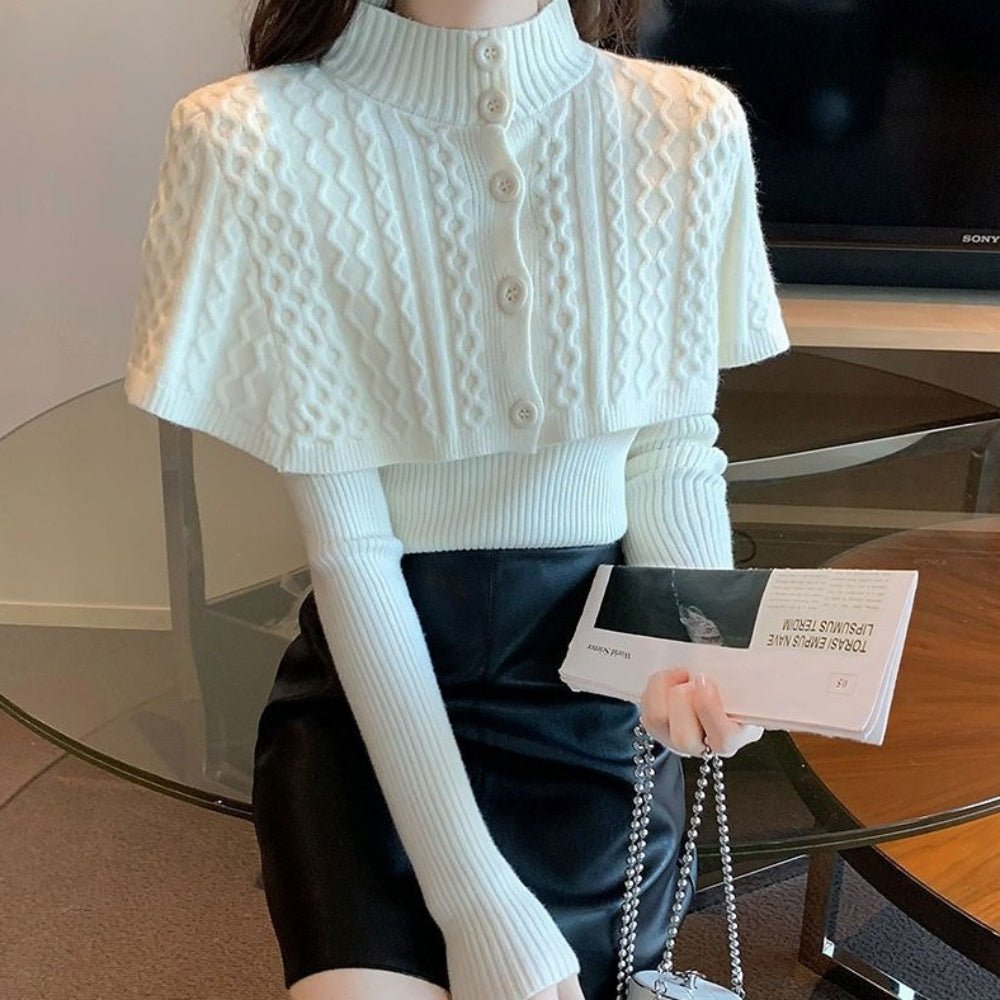 ケーブルニットケープアンサンブル|オフィスカジュアル レディース 通販【ミレジェネ】