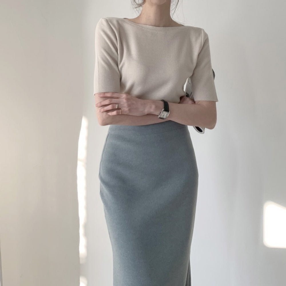 ボートネックシンプルTシャツ|オフィスカジュアル レディース 通販【ミレジェネ】