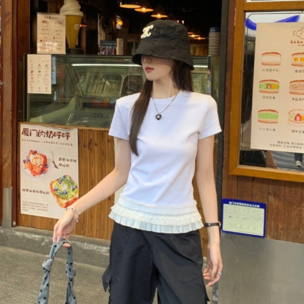 裾レースフリルTシャツ|オフィスカジュアル レディース 通販【ミレジェネ】