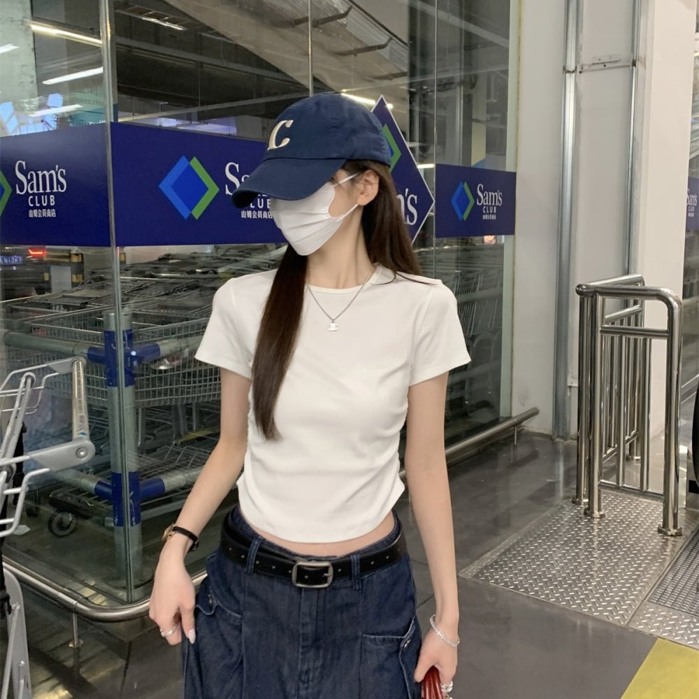 サイドギャザーシンプルクルーネックTシャツ|オフィスカジュアル レディース 通販【ミレジェネ】