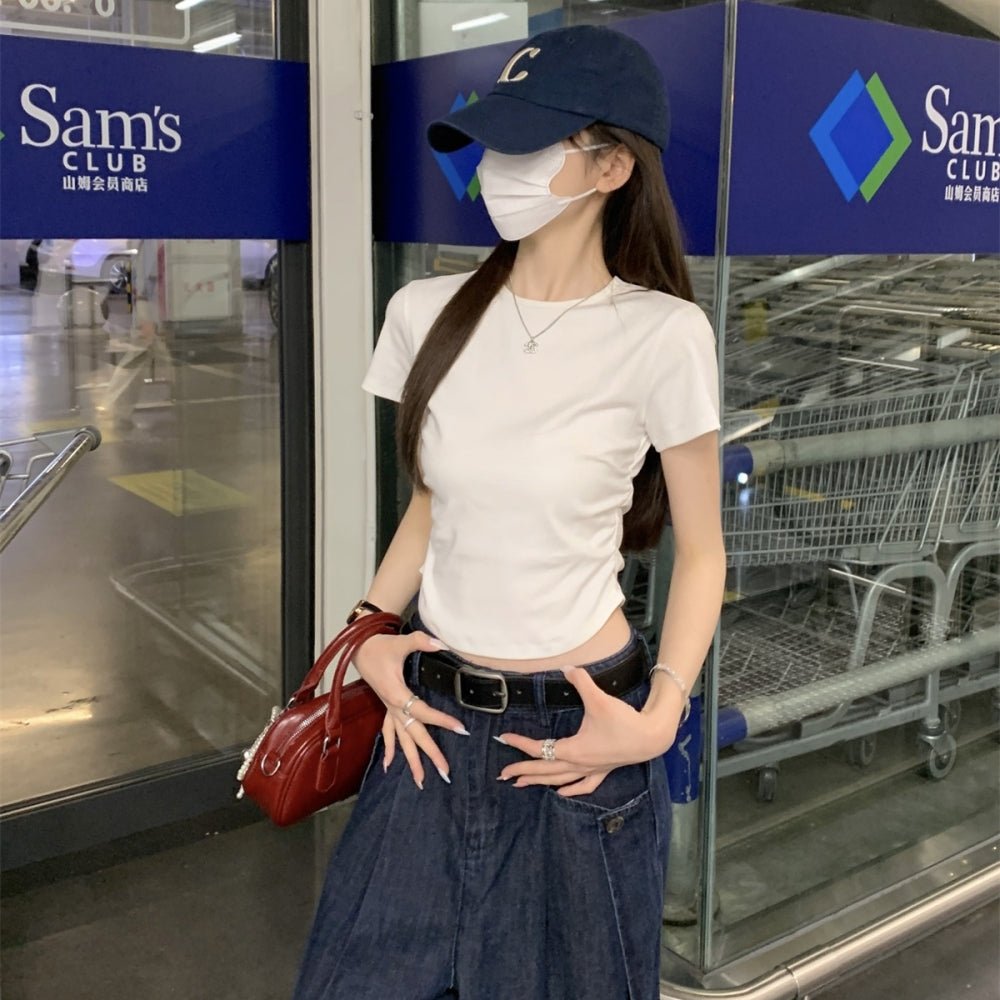 サイドギャザーシンプルクルーネックTシャツ|オフィスカジュアル レディース 通販【ミレジェネ】