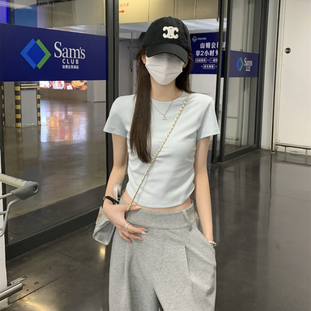 サイドギャザーシンプルクルーネックTシャツ|オフィスカジュアル レディース 通販【ミレジェネ】