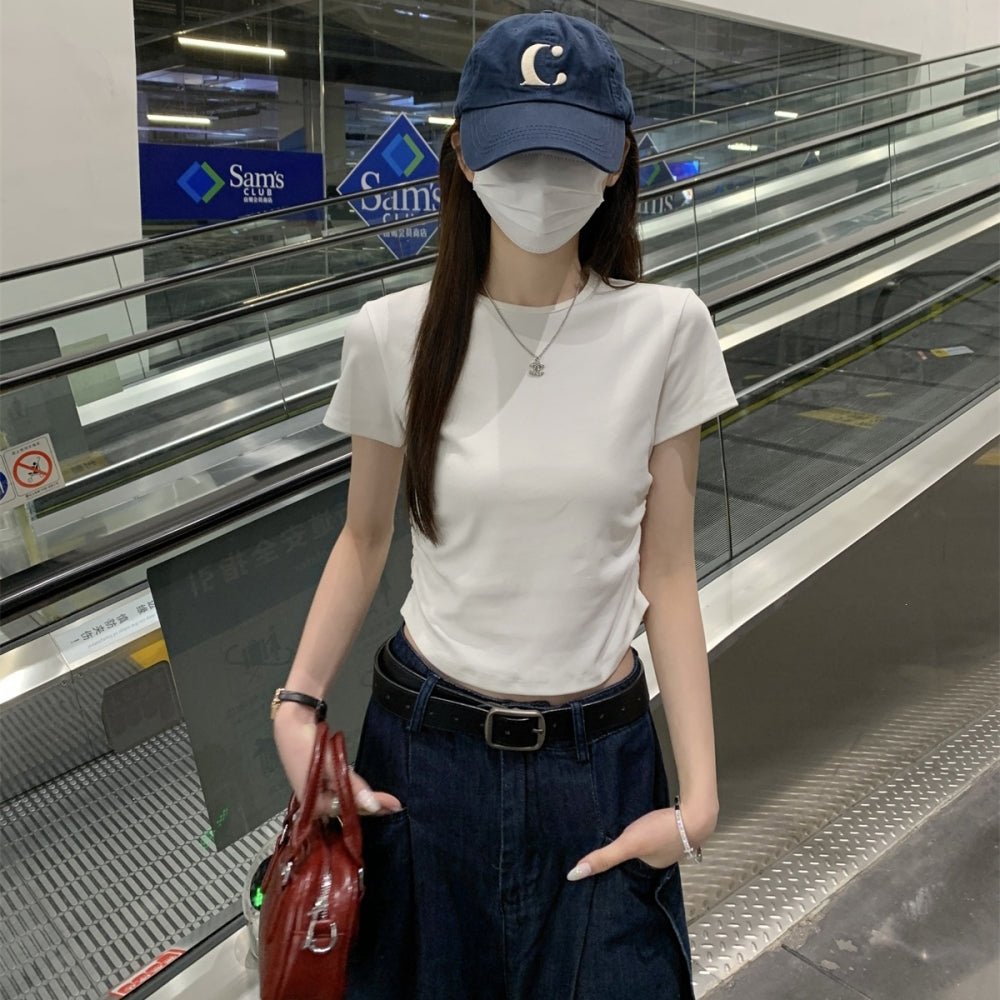 サイドギャザーシンプルクルーネックTシャツ|オフィスカジュアル レディース 通販【ミレジェネ】