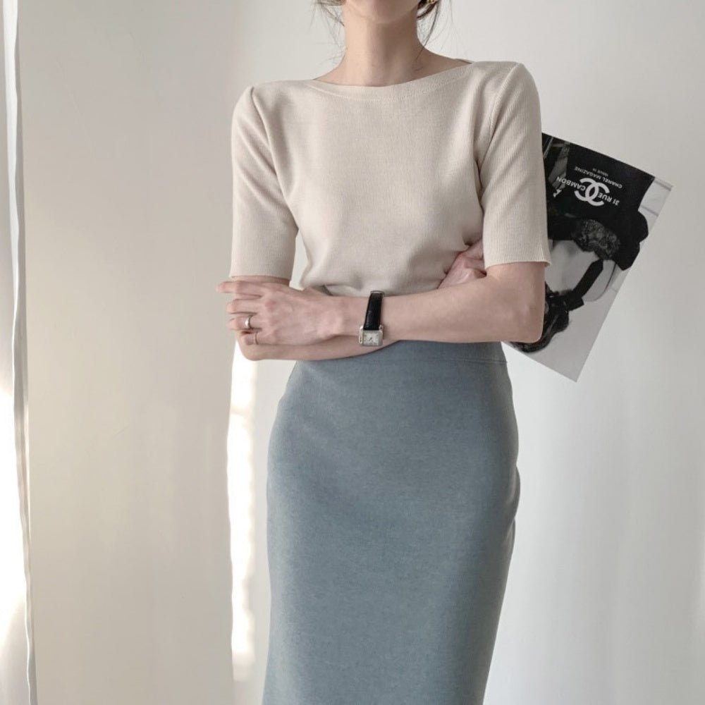 ボートネックシンプルTシャツ|オフィスカジュアル レディース 通販【ミレジェネ】