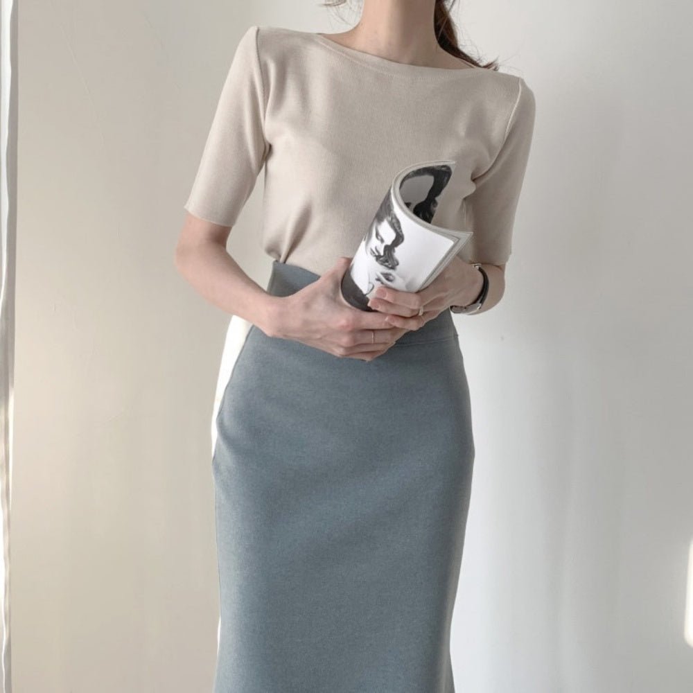 ボートネックシンプルTシャツ|オフィスカジュアル レディース 通販【ミレジェネ】