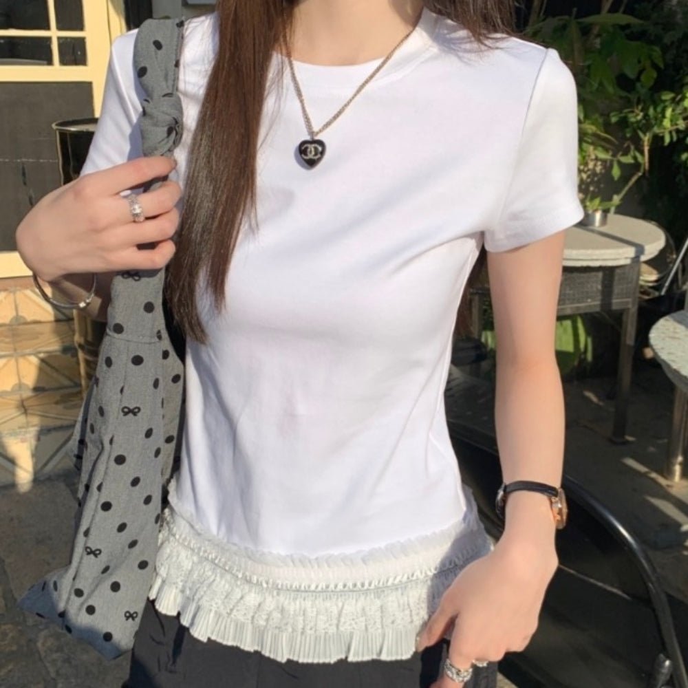 裾レースフリルTシャツ|オフィスカジュアル レディース 通販【ミレジェネ】