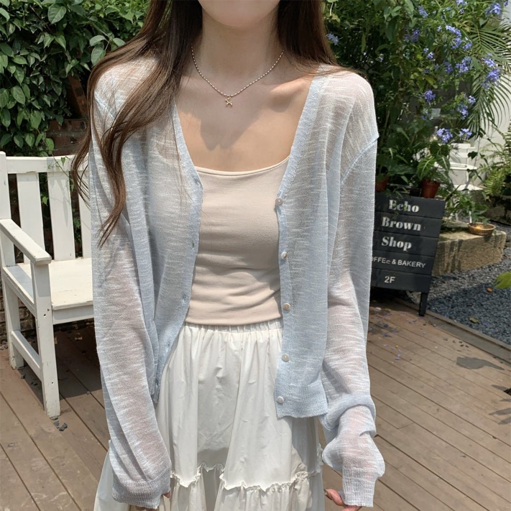 シアーリネンVネックカーディガン|オフィスカジュアル レディース 通販【ミレジェネ】