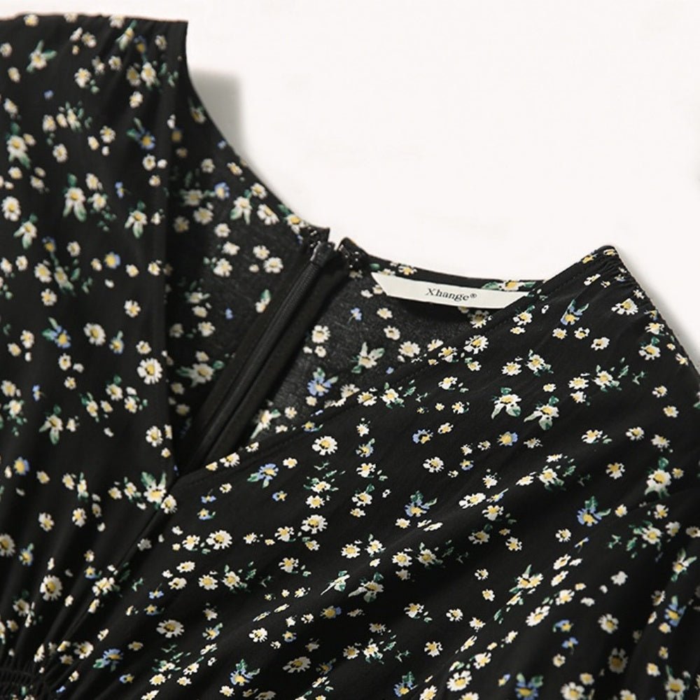 Vネック花柄シフォンワンピース|オフィスカジュアル レディース 通販【ミレジェネ】